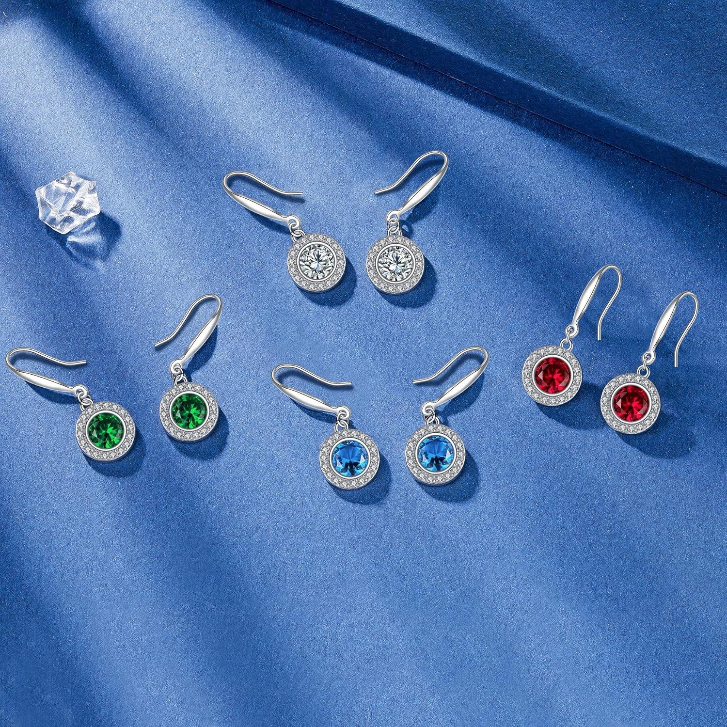 925 Sterling Silber Ohrringe mit 5A Zirkonia und Geschenkbox, Blau