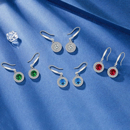 925 Sterling Silber Ohrringe mit 5A Zirkonia und Geschenkbox, Blau