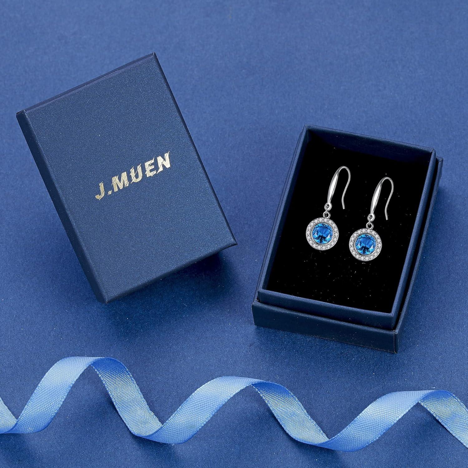 Hängende Ohrringe 925 Silber 5A Zirkonia Damen Mädchen Ohrhänger Blau