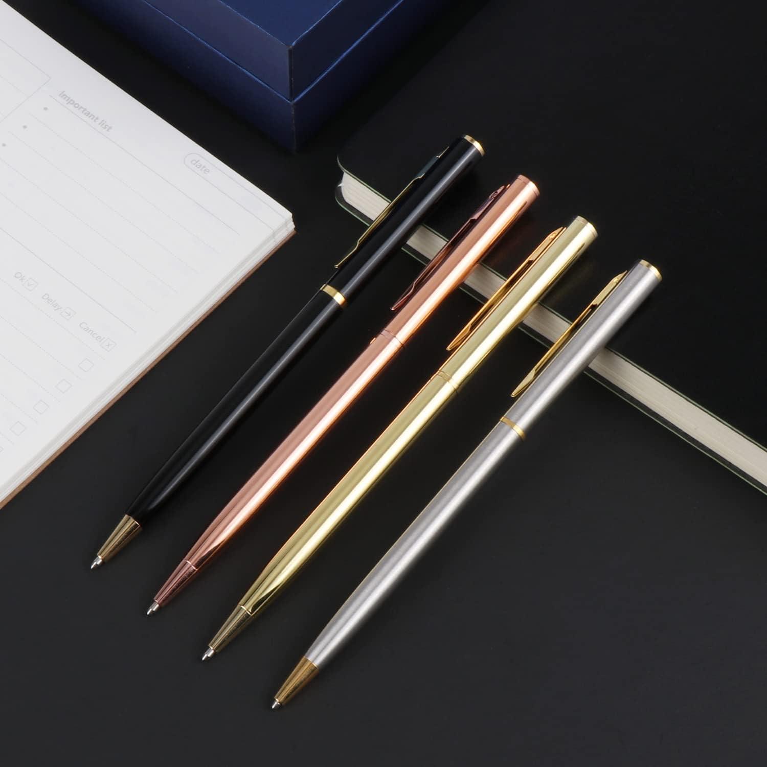 4er Set Metall Kugelschreiber Schwarz Roségold Gold Silber