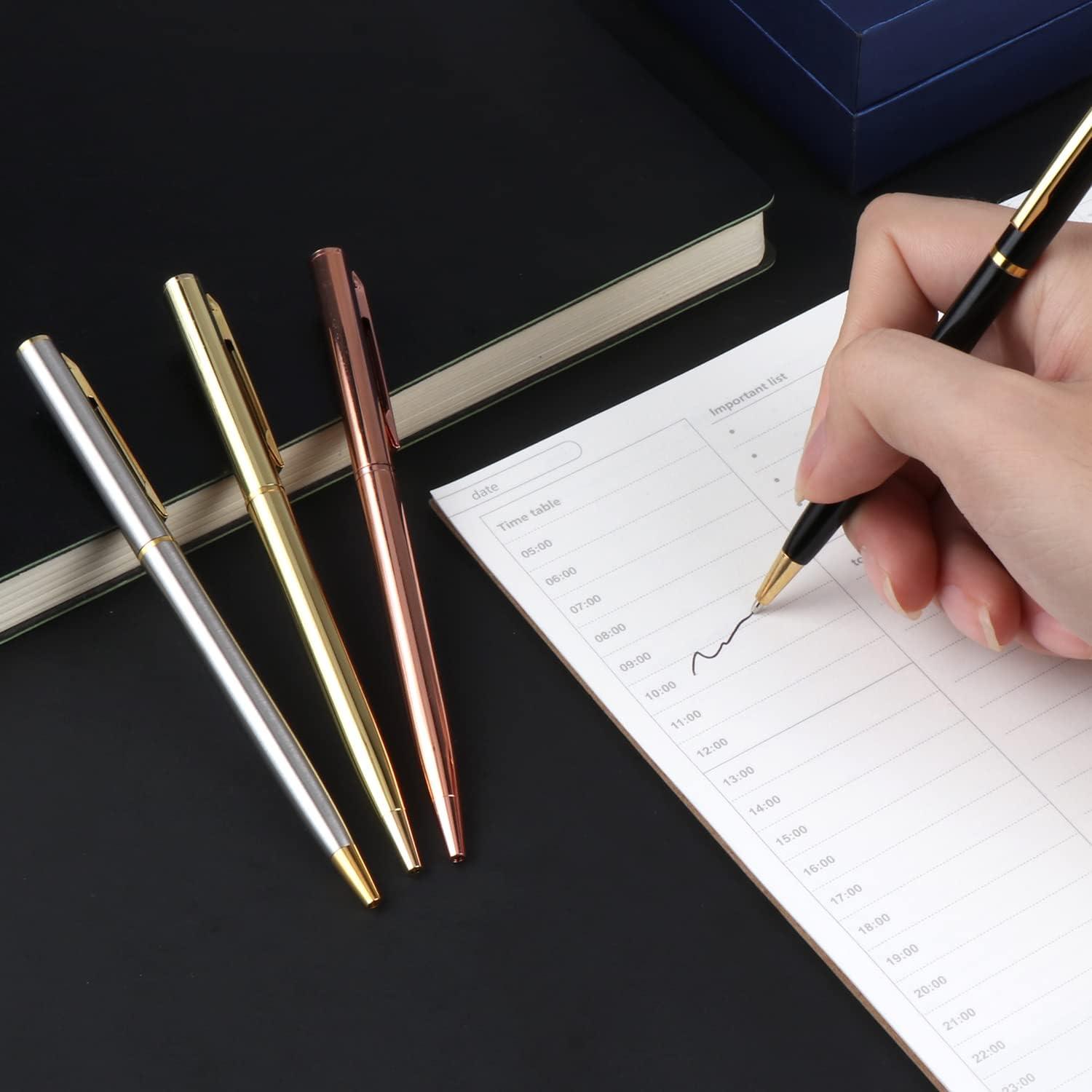 4er Set YiliYa Metall Kugelschreiber Schwarz Rose Gold Gold Silber