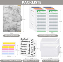 Budget Planner A6 mit 8 Geldumschlägen, 12 Budgetbogen, PU
