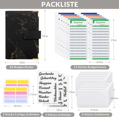 KONVINIT A6 Budget Binder Set mit Geldumschlägen und