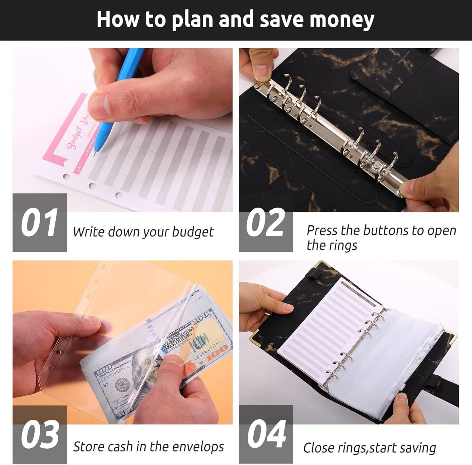 KONVINIT A6 Budget Binder Set mit Geldumschläge und
