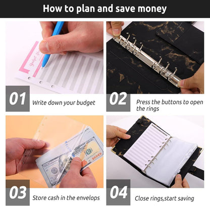 KONVINIT A6 Budget Binder Set mit Geldumschläge und