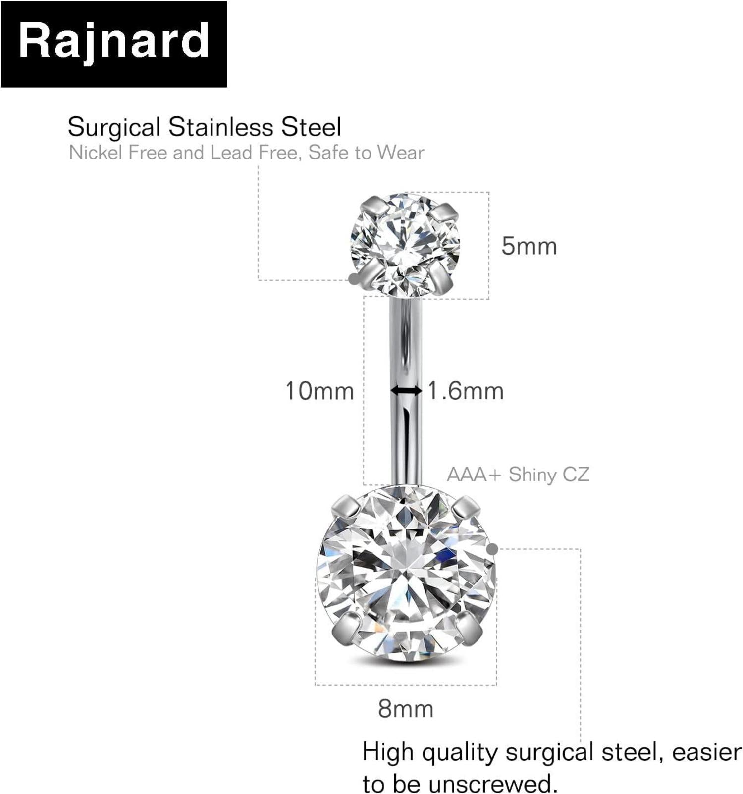 Bauchnabelpiercing Set 5 Stile 10mm 14G Edelstahl Silber