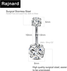 Bauchnabelpiercing Set 5 Stile 10mm 14G Edelstahl Silber