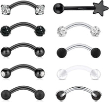 Augenbrauenpiercing Set Rook Piercing 16G 8mm Chirurgenstahl Diamant