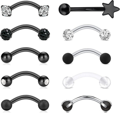 Augenbrauenpiercing Set Rook Piercing 16G 8mm Chirurgenstahl Diamant