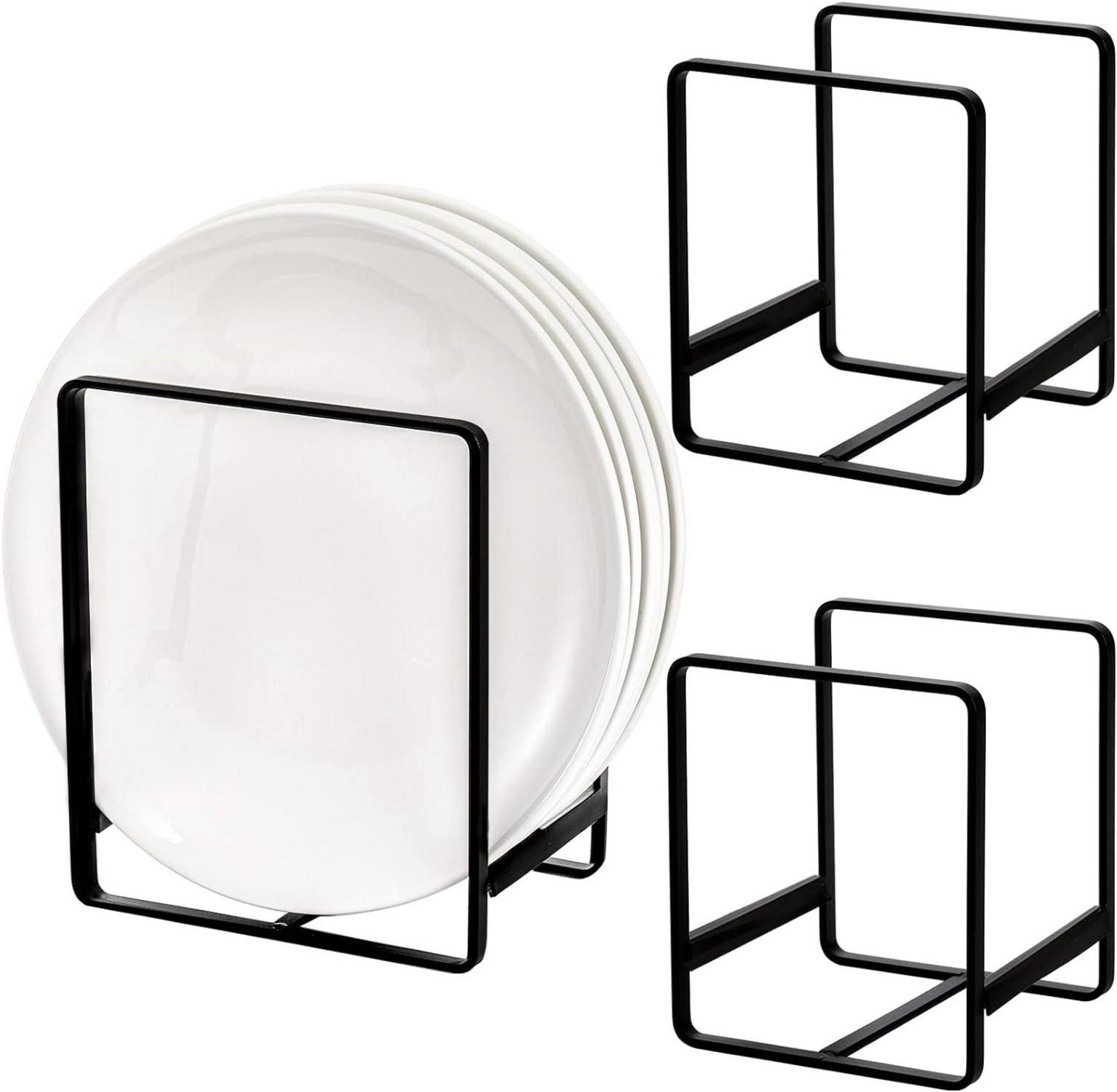 Metall-Tellerorganizer Schwarz 3er Set für Küche & Schrank