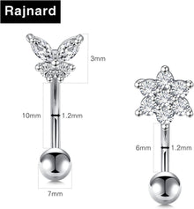 9-10 Stück Augenbrauenpiercings Rook Piercing Ohrringe 16G