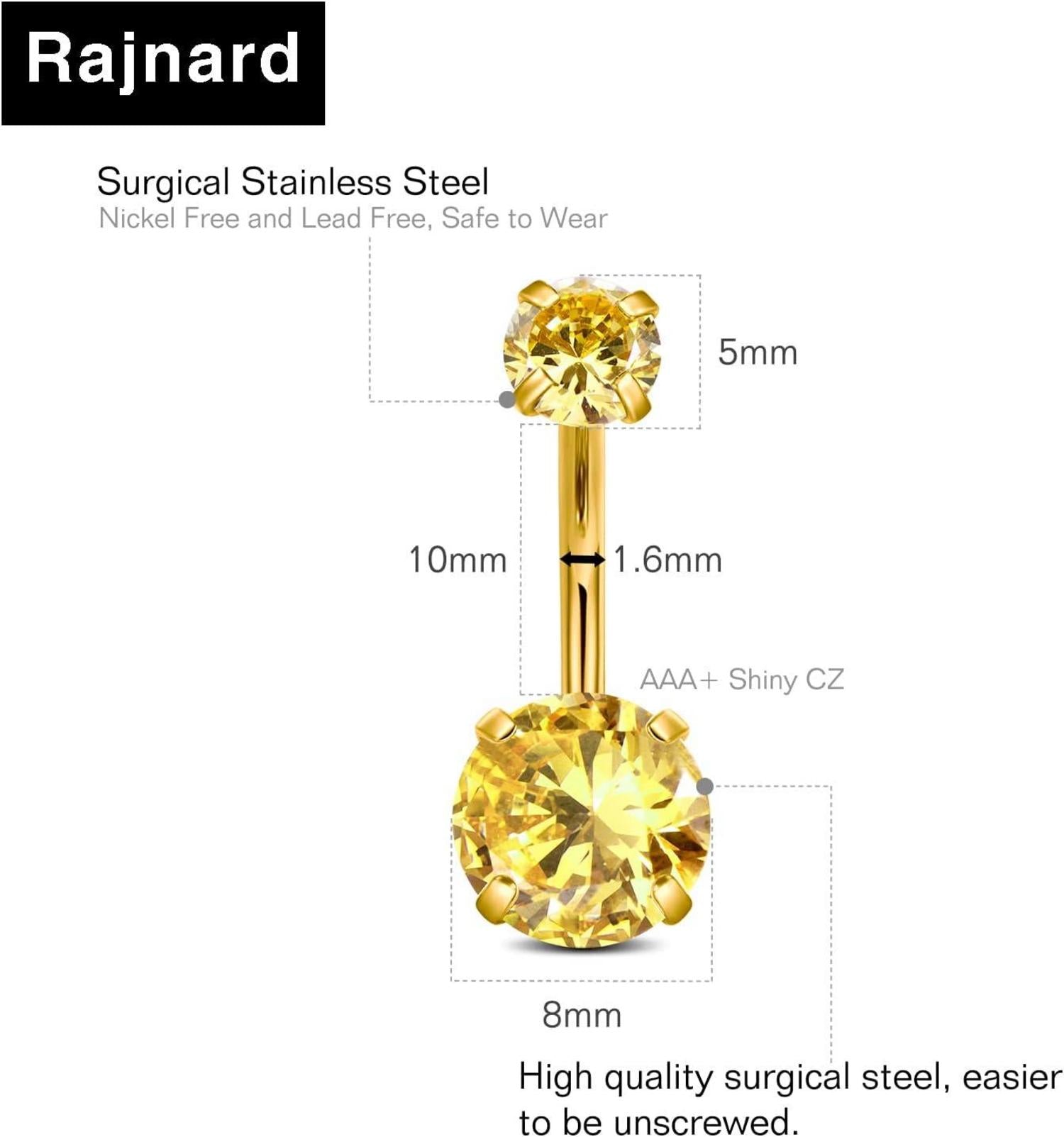 Rajnard Gold Bauchnabelpiercing 14G 10mm Chirurgenstahl Mond