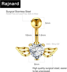 Rajnard Gold Bauchnabelpiercing 14G 10mm Chirurgenstahl Herz