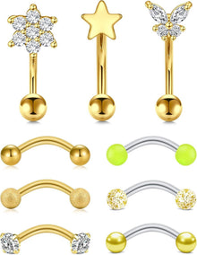 Augenbrauenpiercing Rook Daith Piercing 16G 8mm Goldspender