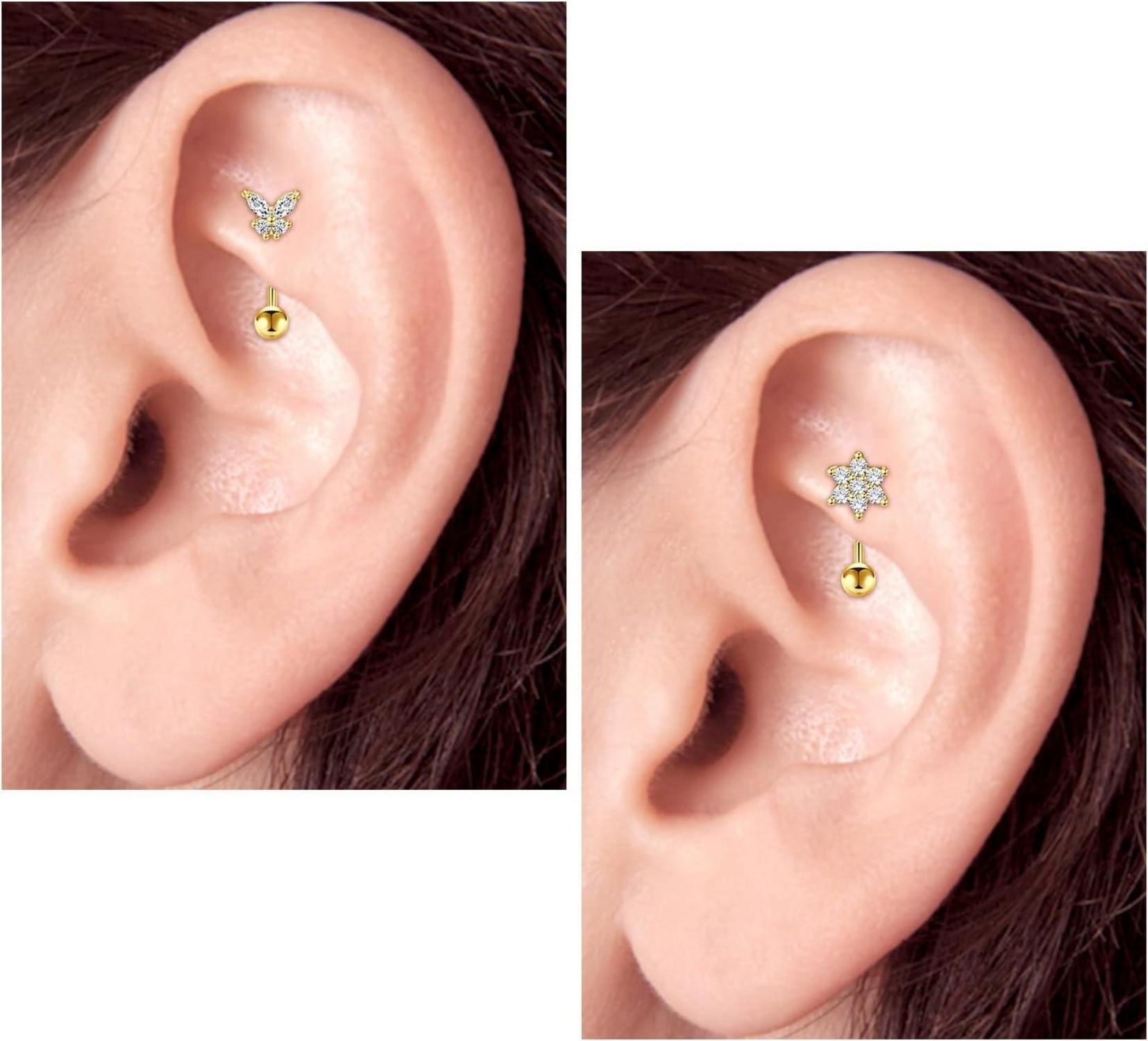Set mit 9-10 Stk. Augenbrauenpiercings Rook Piercings 16G