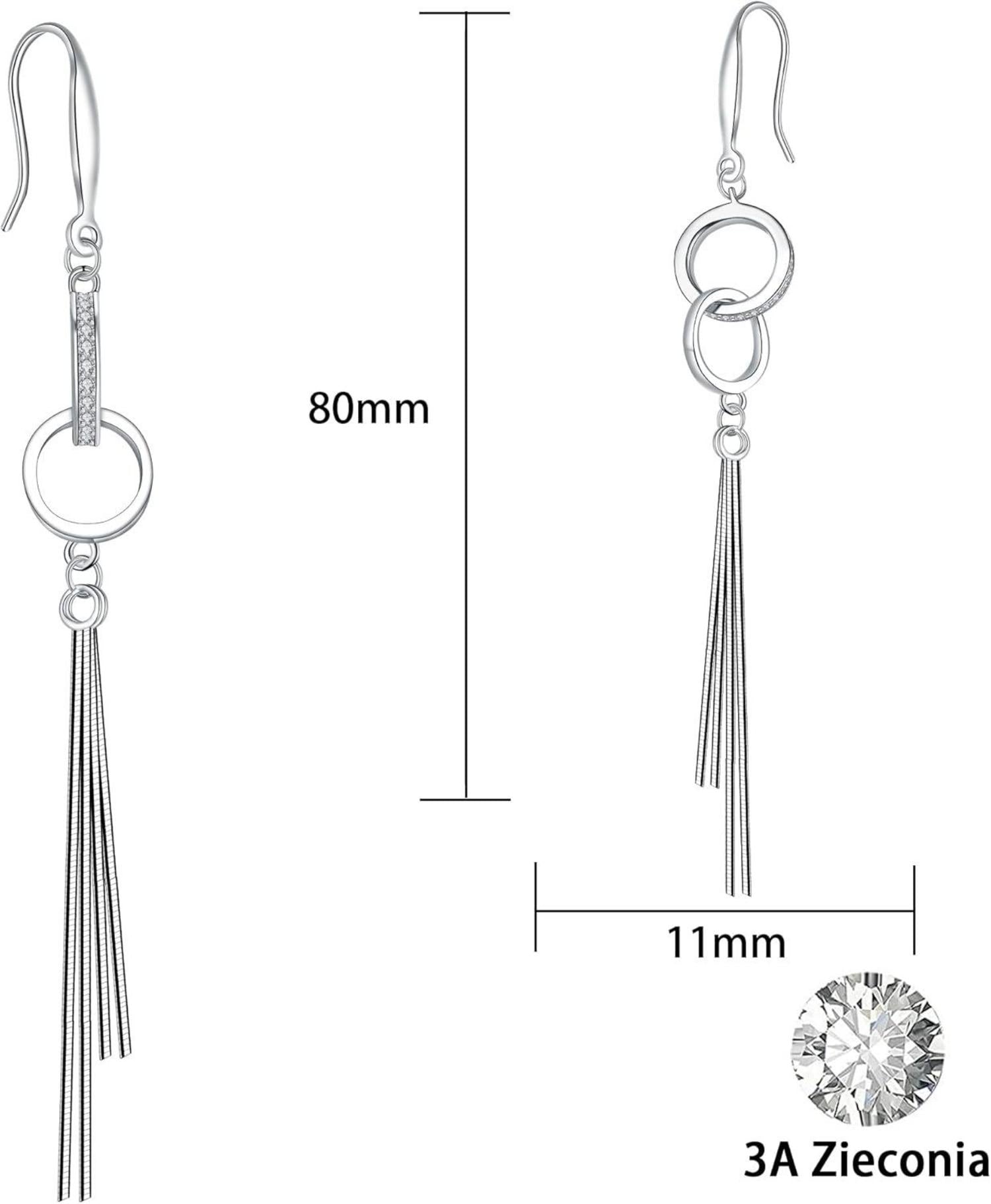 Lang Ohrringe Hängend 925 Sterling Silber Ohrhänger Damen Mädchen