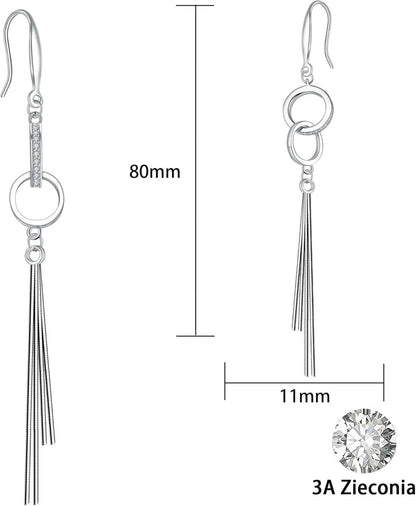 Lang Ohrringe Hängend 925 Sterling Silber Ohrhänger Damen Mädchen