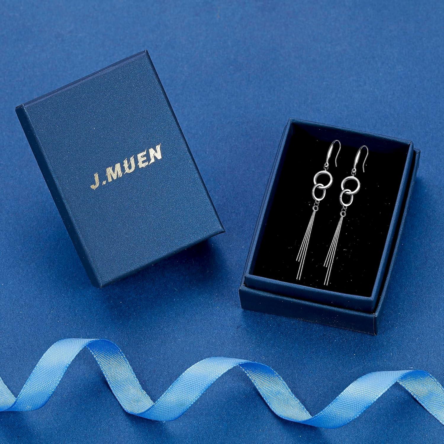 J.MUEN Lang Ohrringe 925 Sterling Silber Hängend Ohrhänger Mädchen