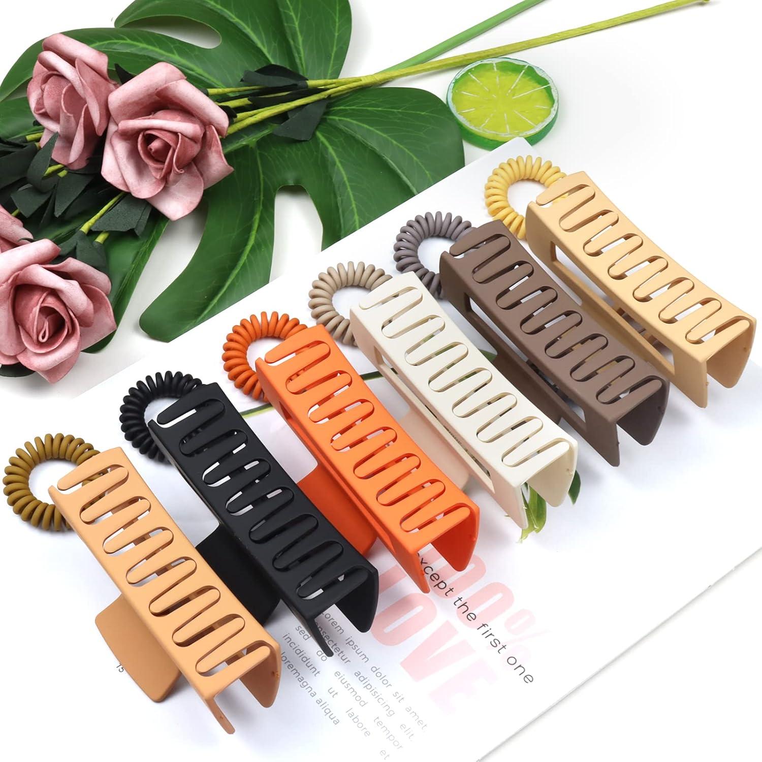 Kavya Haarklammer Set 6 Stück Große Rutschfest Rechteckig 11 cm Hair Clip