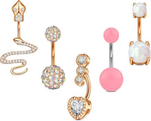 Bauchnabelpiercing Set 5 Stile Chirurgenstahl 14G Opal Diamant