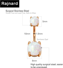 Bauchnabelpiercing Set 5 Stile 14G 10mm Chirurgenstahl Opal