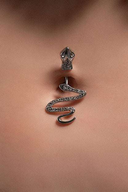 5er Set Bauchnabelpiercing 14G Chirurgenstahl Silber Opal Herz Schlange
