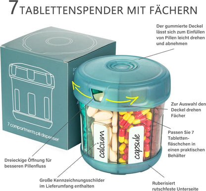 Extra Großer Pillendose Tabletten Organizer 7 Tage Fächer Blau