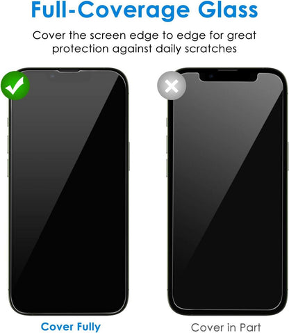 Schutzfolie für iPhone 13 Pro Max 6,7 Zoll, Full Screen Displayschutz, gehärtetes Glas, HD Klar, 2er Pack