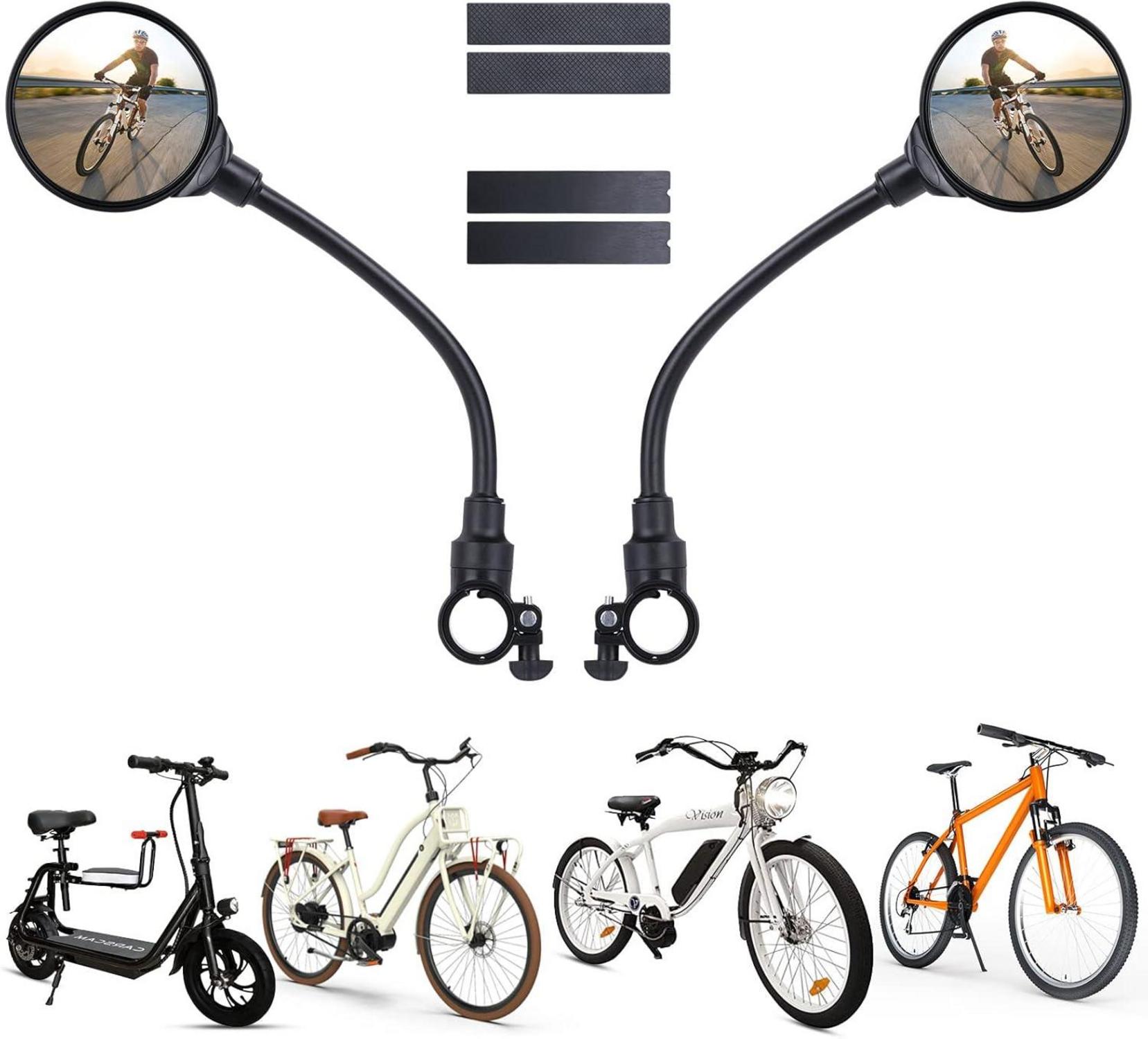 Flintronic Fahrradspiegel 2 Stück 360° Rückspiegel Aluminiumrohr Konvexspiegel 22-30mm Lenkerklemmung