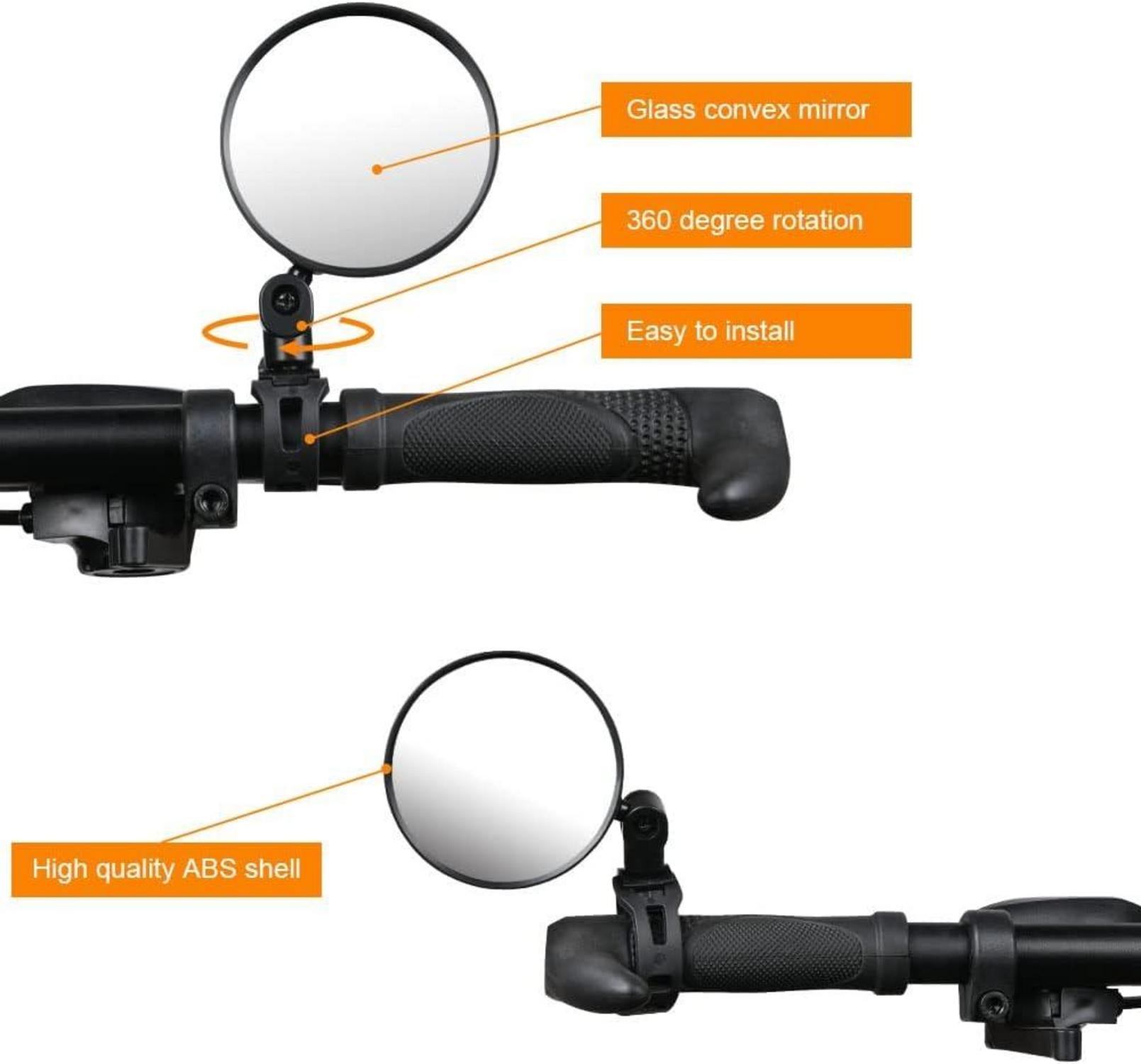 Flintronic Fahrradspiegel 2 Stück 360° Drehbar Konvexspiegel