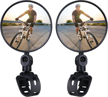 Fahrradspiegel 2 Stück 360° Drehbar Konvexspiegel Rückspiegel für 15-35mm Lenker