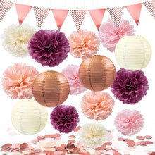 Dekoration Set Hochzeit Rosegold Pompons Girlande Konfetti 16er