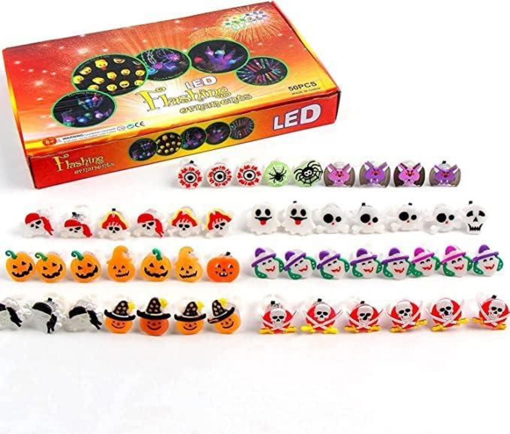 50 Stück LED Blinkende Finger Ringe Halloween Party Lichtspielzeug