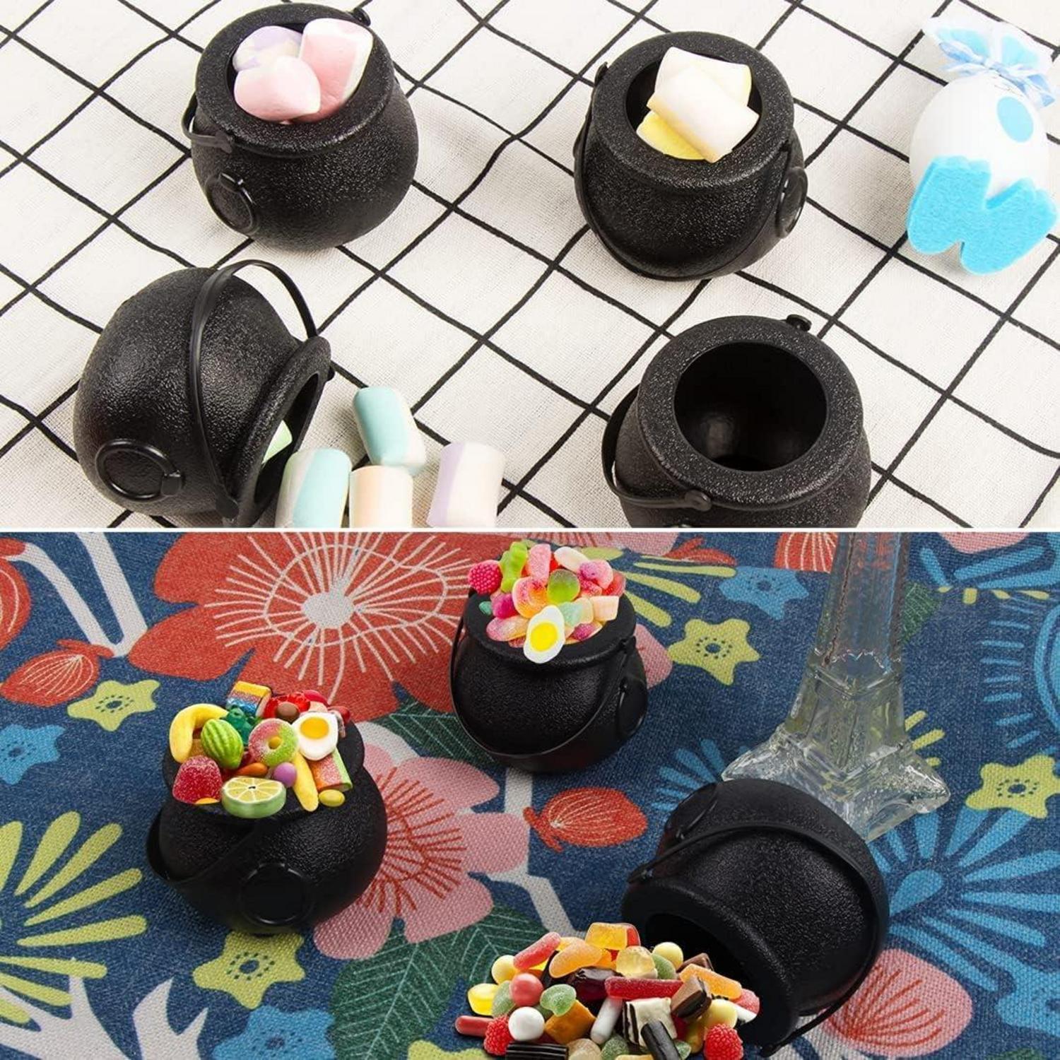 DERAYEE Halloween Hexenkessel Set Süßigkeiten Schale Schwarz 12 Stück