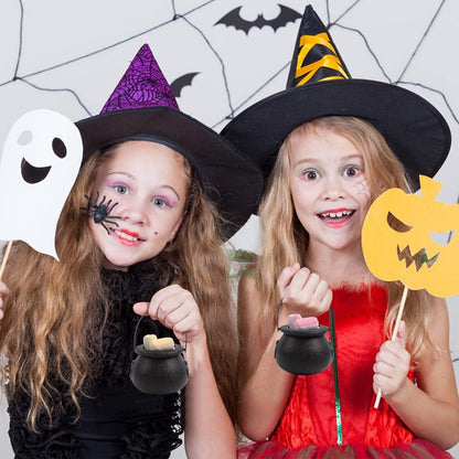 DERAYEE Halloween Hexenkessel Set Süßigkeiten Schale Schwarz 12 Stück