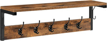 Wandgarderobe mit 7 Haken und Ablage, Dunkelbraun-Schwarz
