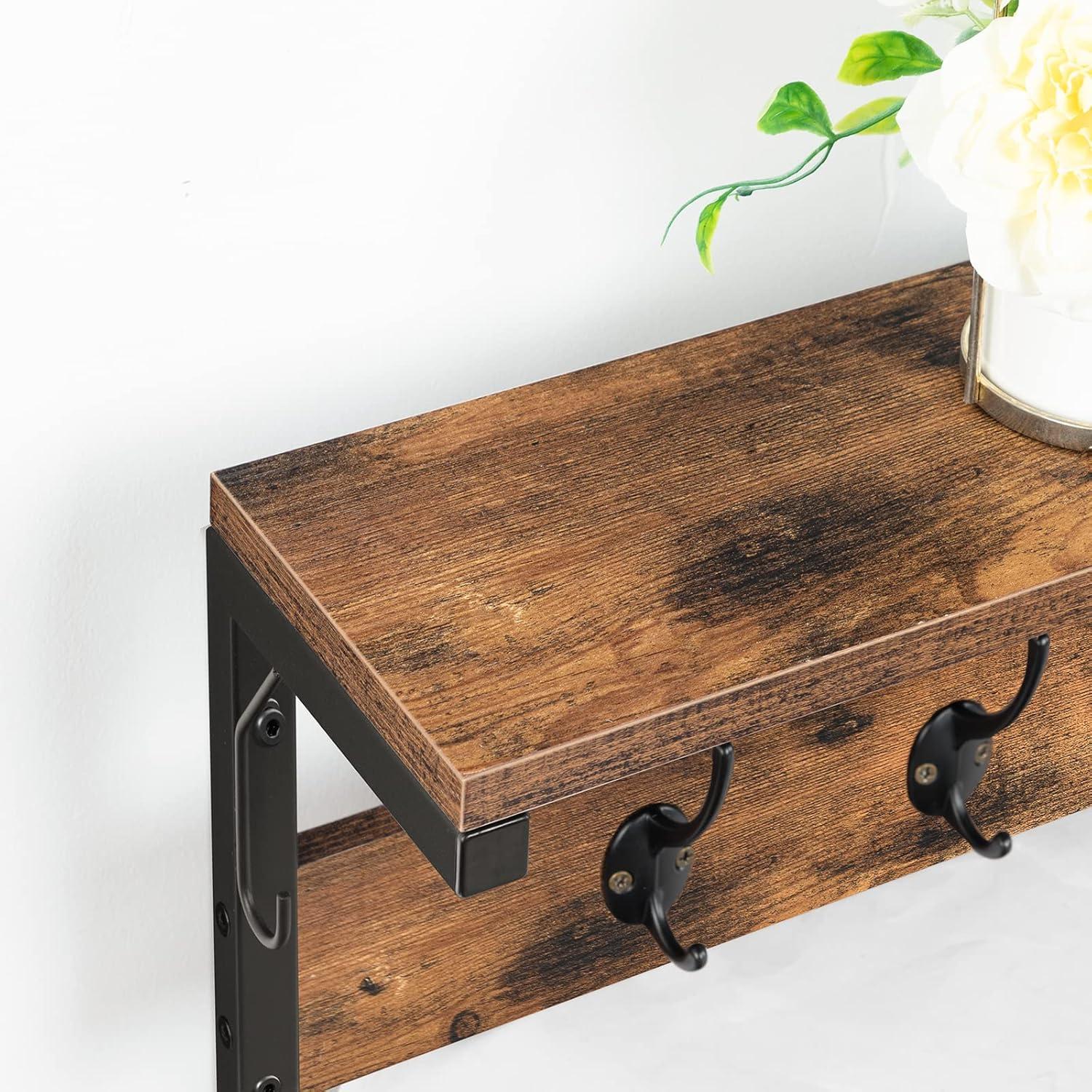Moderne Wandgarderobe mit 7 Haken, Ablage, Vintage-Stil, 70x15x25