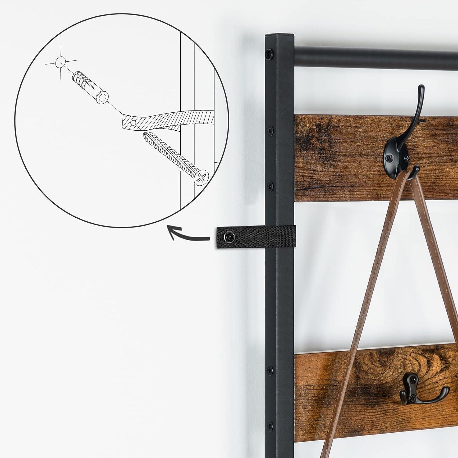 Garderobenständer Schuhregal 5 Ebenen Industrie Design Schwarz Brauneiche