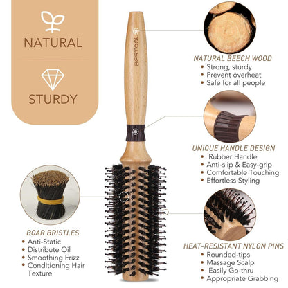 Wildschweinborsten Stylingbürste Rundhaarbürste Damen Herren