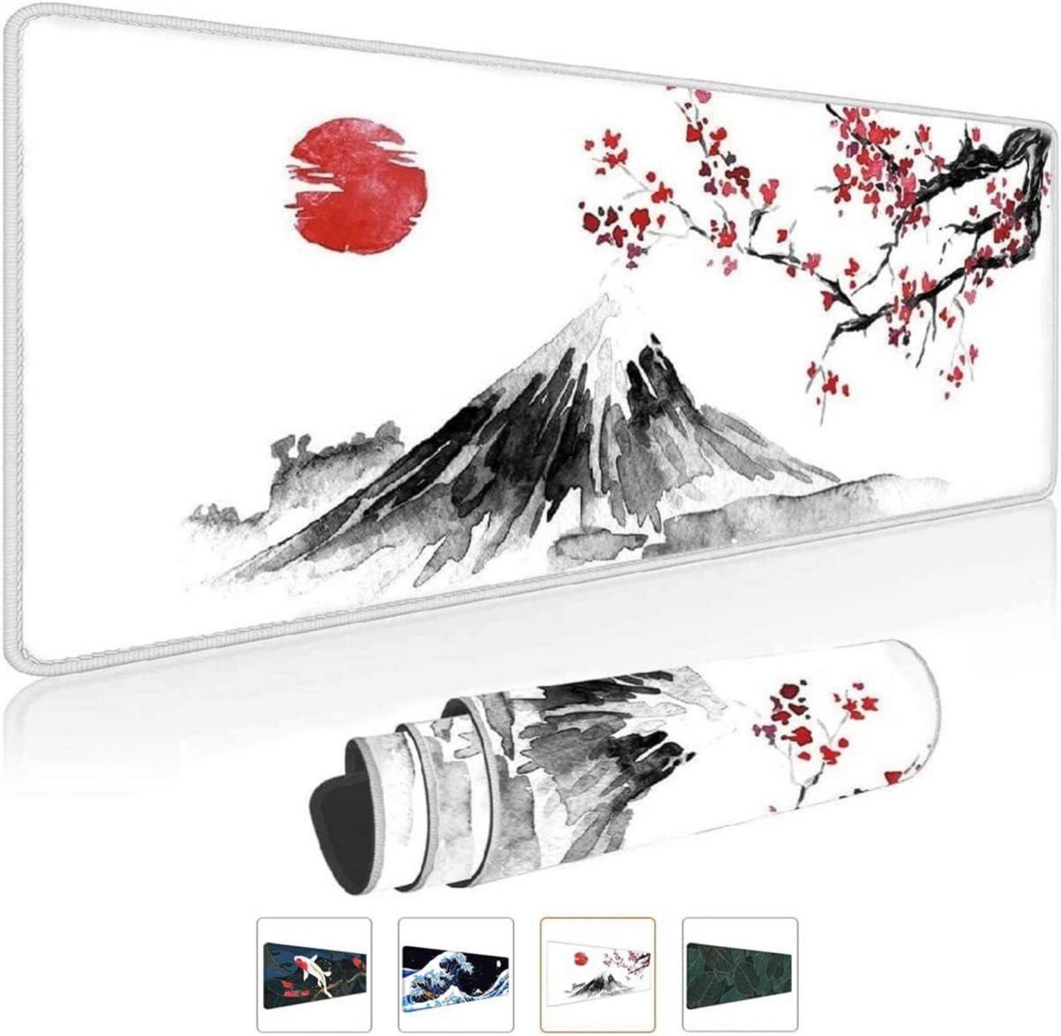 Weiß Japan Gaming Mauspad XXL 800x300mm Sakura Fuji Sonne Berg