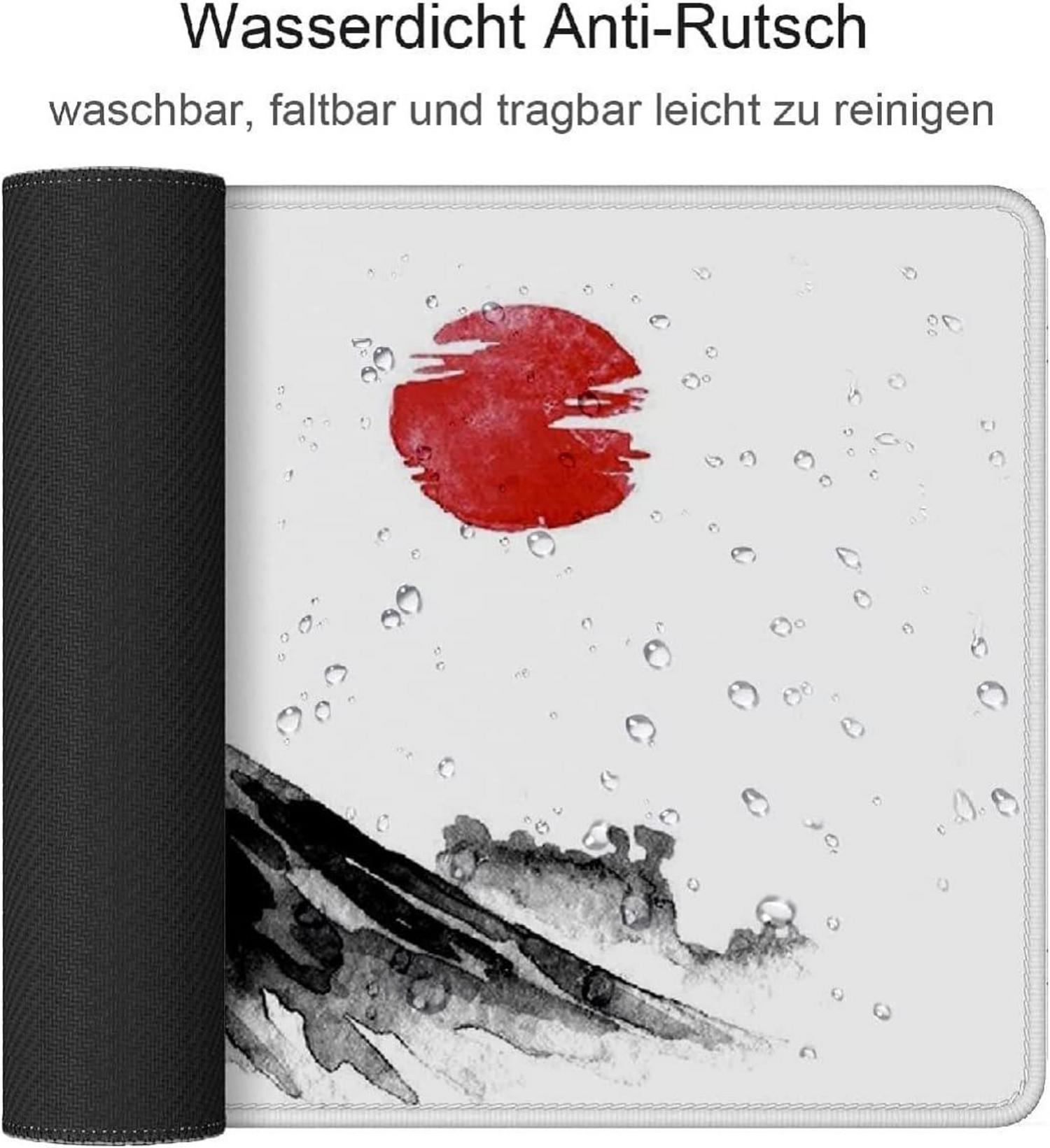 Gaming Mauspad Weiß XXL 800 x 300 mm Japan Tuschemalerei Anti-Rutsch