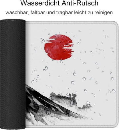 Gaming Mauspad Weiß XXL 800 x 300 mm Japan Tuschemalerei Anti-Rutsch