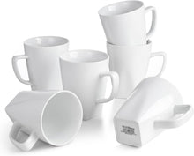 Kaffeebecher Porzellan Weiß 6er Set 400ml Henkel Tassen