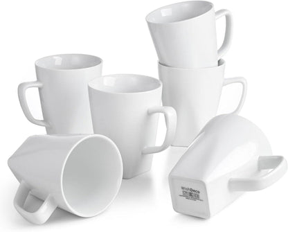 Kaffeebecher Porzellan Weiß 6er Set 400ml Henkel Tassen