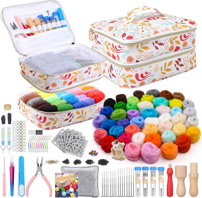 385-teiliges Nadelfilz-Set mit 45 Farben Filzwolle und Zubehör