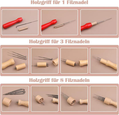 385-teiliges Nadelfilz-Set, 45 Farben DIY Trockenfilzen Starterset