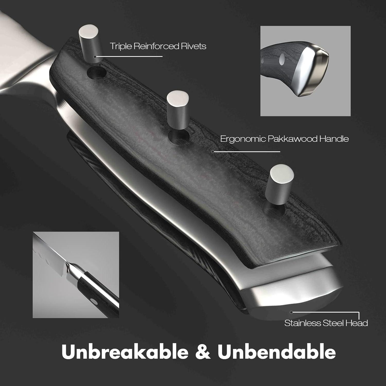 Kochmesser Scharfes Fleischmesser mit Klingenschutz, Geschenkbox