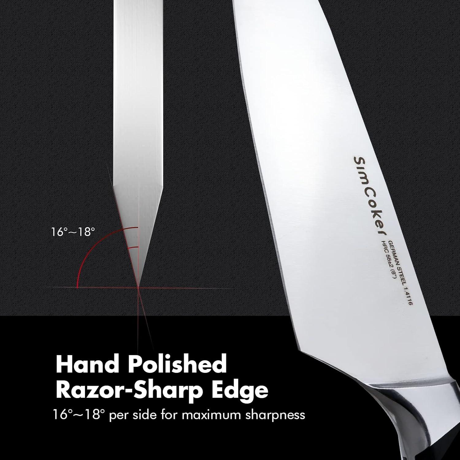 SimCoker Kochmesser mit Klingenschutz und Geschenkbox, Deutscher HC Edelstahl 1.4116