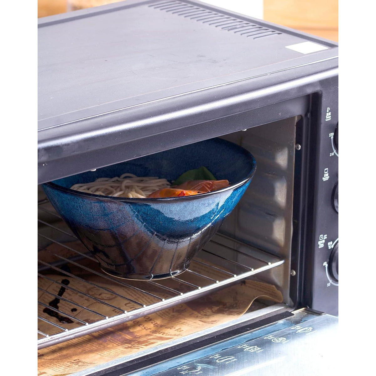 Japanische Ramen Schüssel Set Keramik 2L mit Essstäbchen & Löffel Blau