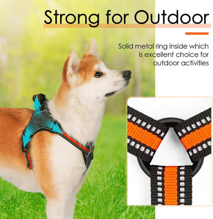 ThinkPet No-Pull Ausbruchsicheres Hundegeschirr Atmungsaktiv Orange M